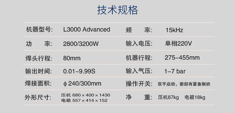 超聲波塑焊機(jī) L3000 Advanced 15kHz