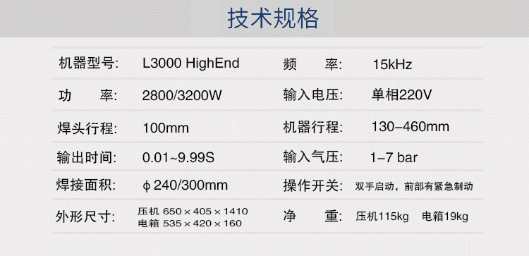 超聲波塑焊機(jī) L3000HighEnd 15kHz 2800W/3200W